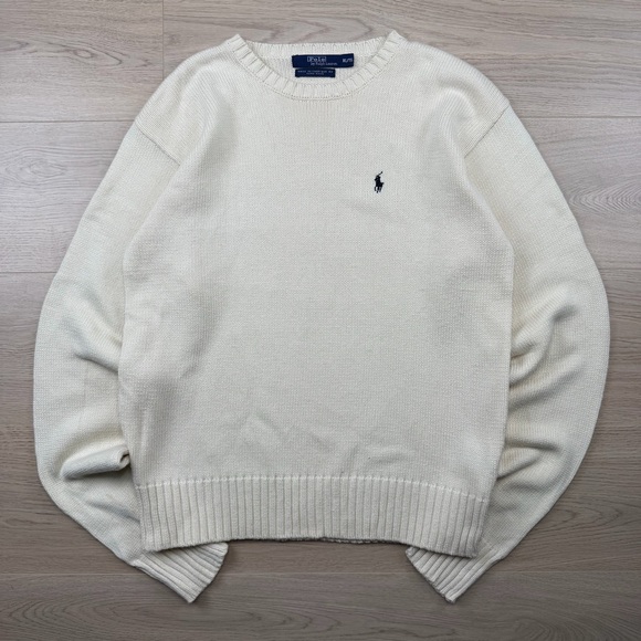 Polo Ralph Lauren Other - Vintage Polo Ralph Lauren Cotton Long Sleeve Knit Sweater Youth XL Cream
